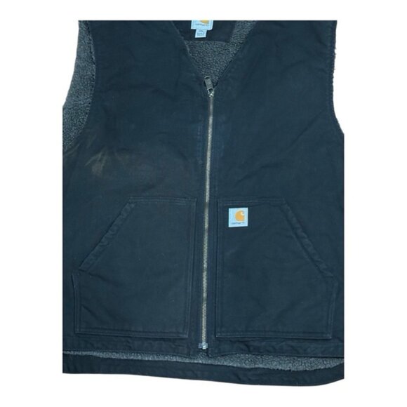 Carhartt Vest Mens 2XL Black Canvas Pile Fleece Sherpa Lined Outdoors - Picture 8 of 11
